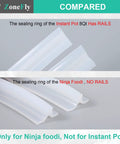Comparison of NinjaFoodi sealing ring without rails and Instant Pot sealing ring with rails for pressure cookers.