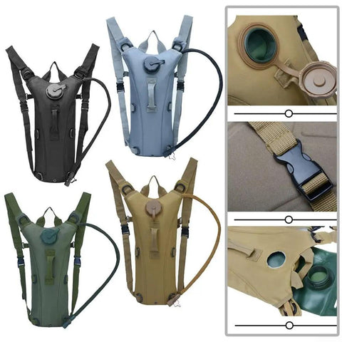 Four 3L Hydration Backpacks with Removable Water Bladders, Hands Free Design, Durable 900D Oxford Fabric, Various Colors