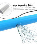 Water Pipe And Basin Seam Sealer Tape For Leak Repair Quick Fix Waterproof Mending Tape with water splashing from blue pipe.