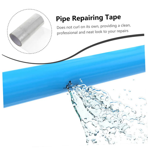 Water Pipe And Basin Seam Sealer Tape For Leak Repair Quick Fix Waterproof Mending Tape with water splashing from blue pipe.