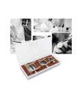 Watch Movement Holder Set Three Piece Metal Base for Repairing Tools in case, with watchmaker working images visible