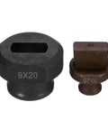 Pro-Grade Hydraulic Hole Punch Die 9x20mm for precise oval holes, burgundy and black finish, steel construction for metalworking projects