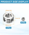 Set Of 4 Stainless Steel Shaft Collars, 10mm Inner Diameter, 20mm Outer Diameter, 10mm Thick, Dual Hole Bore, Clamp Locking Rings