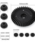 39T Differential Ring Gear Set With Seven Bevel Gears And 45 Steel Diff Unit for 1/10 RC Cars shown with dimensions