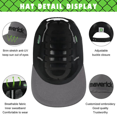 Maverick Air Safety Bump Cap With Extra Venting For Maximum Breathability Baseball Cap Style Head Protection Hard Hat Top View