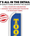 Kickass Advertising Flag And Pole Kit For Shops And Mechanics All In One Outdoor Signage Solution flag close-up with text details