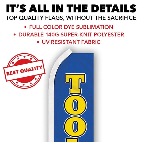 Kickass Advertising Flag And Pole Kit For Shops And Mechanics All In One Outdoor Signage Solution flag close-up with text details