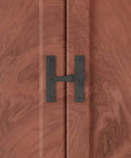 Two And A Half Inch Black Wrought Iron Barn Door Gate Latch installed on wooden door