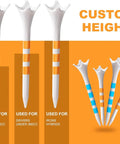100 Pack Plastic Golf Tees 2 3/4 Inch Length Low Resistance Design To Reduce Friction And Boost Distance Sturdy Build
