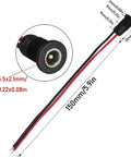5 Pack DC Power Jack Panel Mount Female Connector 5.5x2.1mm With Waterproof Dustproof Cap Pre Soldered 20AWG Wires 150mm Lead Copper Pin
