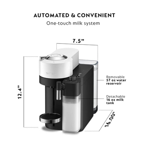 Vertuo Lattissima One Touch Coffee And Espresso Maker Matte White Finish For Creamy Lattes And Rich Cappuccinos with milk system