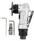 Router base plate with adjustable depth dial, silver metal body; includes hex keys and adapter screw set