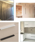 Edge Pull Handles For Cabinets And Drawers, 3.15 Inch Aluminum Finger Edge Pulls In Black, installed on kitchen closets and dressers