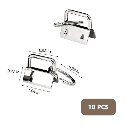 Premium 1 Inch Key Fob Hardware 10 Pack With Tough Keychain Rings And Secure Wristlet Ends For DIY Crafts. Zinc alloy clasps.