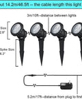 Diagram of 12W Outdoor Spot Lights With Transformer showing dimensions and cable length