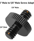 Built Like A Tank Aluminum Alloy 1/4 Inch Male To Male Threaded Tripod Screw Adapter Double Head Stud showing side view with threads.