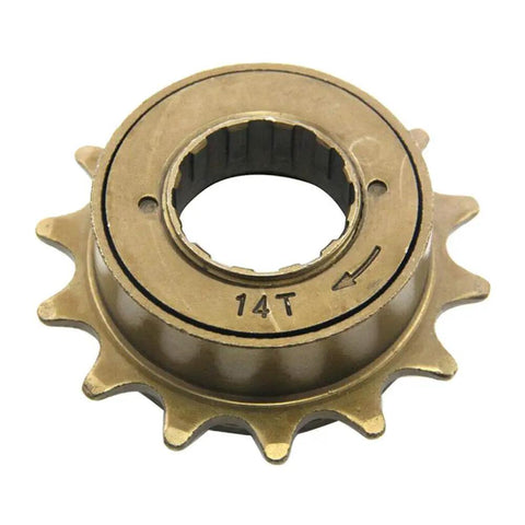14-Tooth 34mm Single Speed Freewheel Flywheel Sprocket for Bicycles, built tough steel, showing 14T marking, side view