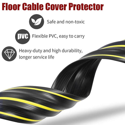 6 Ft Floor Cable Cover With Three Large Cord Channels For Wires On The Floor Beefy Heavy Duty PVC Duct Indoor Outdoor Wire Management