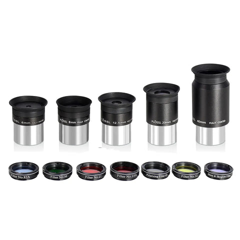 1.25 Inch Telescope Accessory Kit With Five Plossl Eyepieces, 2X Barlow Lens And Seven Filters