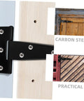 Close-up of 8 Pack 5 Inch Black Painted Galvanized T Shaped Weld On Hinges For Interior Doors Barn Doors And Screen Replacement Hardware