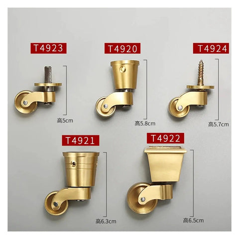 Orange Piano Copper Stem Casters For Small Furniture And Chair Wheels with different sizes and screw types on a flat surface.