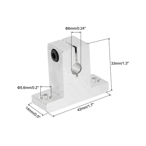 SK6 Aluminum Linear Rod Rail Shaft Support 4 Pcs Set For 6mm Diameter Shaft With Rhombus Clamp, precision bracket dimensions