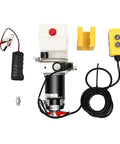 12V Dump Trailer Hydraulic Power Unit with 1.6 Quart Reservoir, Single Acting Pump, Remote Control, Portable Copper Motor