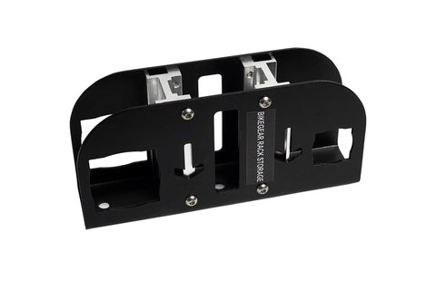 Heavy Duty Wall Mount Bike Rack Storage Holder For Two And Quarter Inch Hitch Receivers Secure Garage Organizer in black steel design.