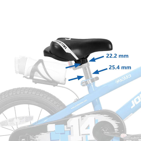 Kids Bike Seat With Built In Parent Handle Padded Replacement Saddle For 12 14 16 18 Inch Bikes shown on blue bike frame