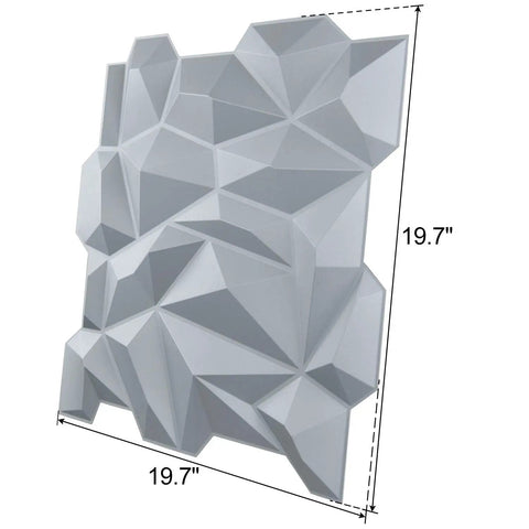 Gray 3D Wall Panels Pack Of 12 19.7 By 19.7 Inches Durable PVC Tiles For Home Office Cafe Waterproof Fire Resistant Lightweight