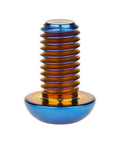 Grade 5 Titanium M6 X 12 mm Button Head Socket Cap Screws Sick Burnt Blue Anodized close-up view of bolt with full thread