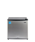 Compact Upright Freezer With Secure Lock, 1.1 Cu Ft Stainless Steel Mini Icebox For Kitchen Garage Or Dorm, Removable Slide Out Shelf