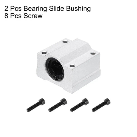 Badass SCS12UU Linear Motion Ball Bearing Slide Bushing 2 Piece Aluminum 41Mm Long with screws for 3D printers and CNC builds.
