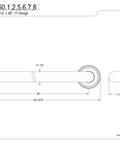 Technical drawing of Designer Trimscape Camelon 36-Inch Grab Bar Polished Brass With Easy Install Solid Brass Construction, 1.25-Inch OD
