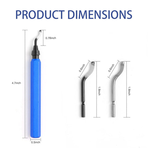 Pro Grade Deburring Tool Set With 10 High Speed Steel Replaceable Blades And A Blue Matte Aluminum Handle For Deburring Edges