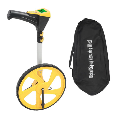 Aramox Digital Measuring Wheel with Backlit LCD 5-Button Control Memory Storage 99999ft Range collapsible with carrying bag.