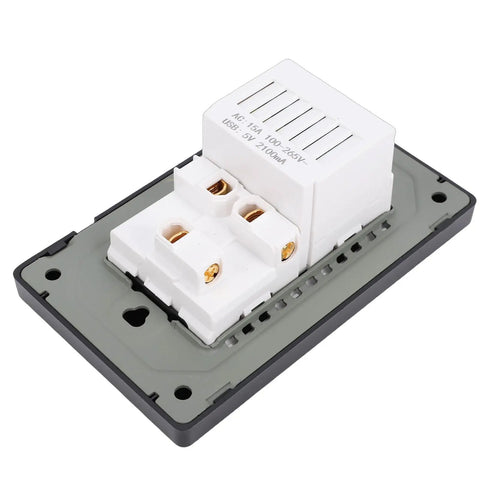 Dual Wall Outlet Box With Integrated Usb C Juice Ports, solid build, 15 Amp capacity, matte black finish, for home office setups.