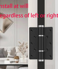 Close-up of 3 Pack Self Closing Door Hinge with 5.8 Inch Spring Loaded Action, Black Space Aluminum Finish installed on door frame.