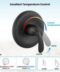 2 In 1 Dual Shower Head And Handheld Faucet Set With Tub Spout Wall Mount Trim Kit, Matte Black Temperature Control