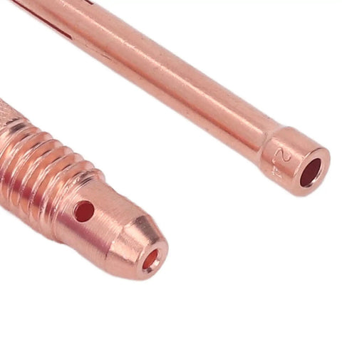 Solid Tig Welding Accessories Kit With Ceramic Nozzle Electrode Collet And Back Connector Perfect Swap For 17 18 26 Series Machines close-up of copper ceramic nozzles