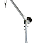 Heavy Duty AC Powered Jib Crane With Telescoping Boom, 2000 Lb Lift Capacity, galvanized steel structure and smooth winch design.