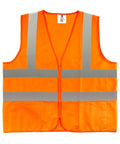 Top Tier Real Deal High Visibility Safety Vest Neon Orange Knitted Mesh With Dual Cargo Pockets Front Zipper Closure Two Inch Reflective Tape Class 2 Certified 5XL displayed front view.