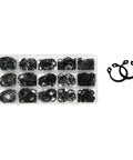 Assortment Kit M5 To M20 Shaft Bearing Retaining Clips, C Type External Circlips in black oxide 65Mn steel in a plastic organizer