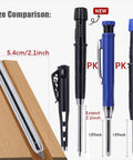 Deep Hole Marking Carpenter Pencil Set With 55mm Long Nose Three Woodworking Pencils And 24 Refills Protective Cap, side view