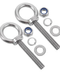 Beefy Heavy Duty M10x60 Stainless Steel Eye Bolt With Shoulder For Mounting Built To Absorb Vibration Anti Loosening Nut Ideal For Drywall Anchors And Machinery Mounts Rugged Steel Hardware, with nuts, washers, and lock rings