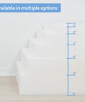 Side view of various thicknesses of 2 Inch Thick Upholstery Foam Cushion 24 Inch Wide by 72 Inch Long 43ILD Firm Made in USA CertiPUR Certified Density 1.8