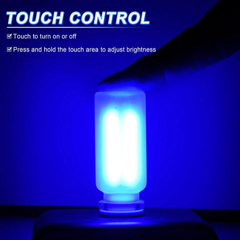 Blue Car Interior USB LED Night Light Portable Touch Dimmable Ambient Lighting Kit With Retro Frosted Glass Bottle Design