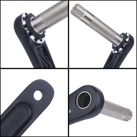 Gravel Grinder Bike Crankset 170mm Hollow Integrated 42T Single Chainring Direct Mount with detailed spindle close-up view.