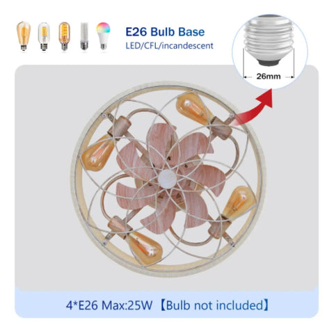 Yunstore mathishome Fabric-Style Bladeless Ceiling Fan with Remote Control (Bulb Not Included) featuring E26 bulb base.