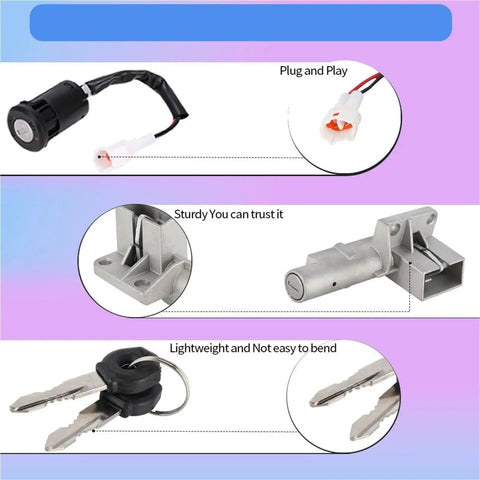 Plug And Play Ignition Switch Lock Key Set Kit For Motorcycles And Electric Bikes components close-up